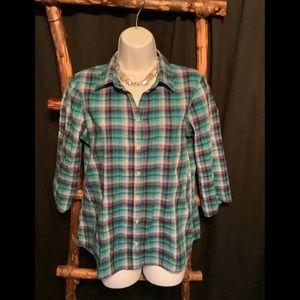 182 Plaid top 3/4 sleeves